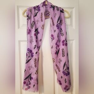 Lavender Floral Scarf with Botanical Design